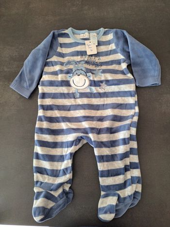 Pyjama singe ligné bleu velours