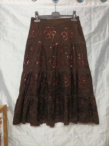 Jupe d'hiver avec sequins marron, t 36 tbe