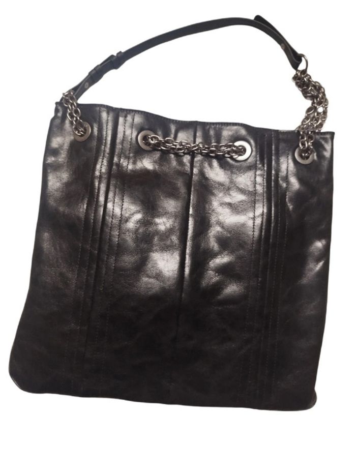 Sac à main noir lanière chaîne avec pochette - Zara - photo numéro 2