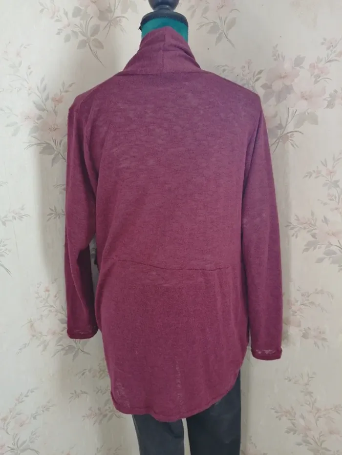 Gilet mi long bordeaux effet plissé / revd'elle / (M) - photo numéro 6