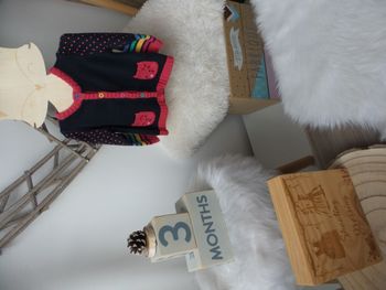 Jolie gilet manche longue tissaia marine rose multicouleur bébé fille 3 mois
