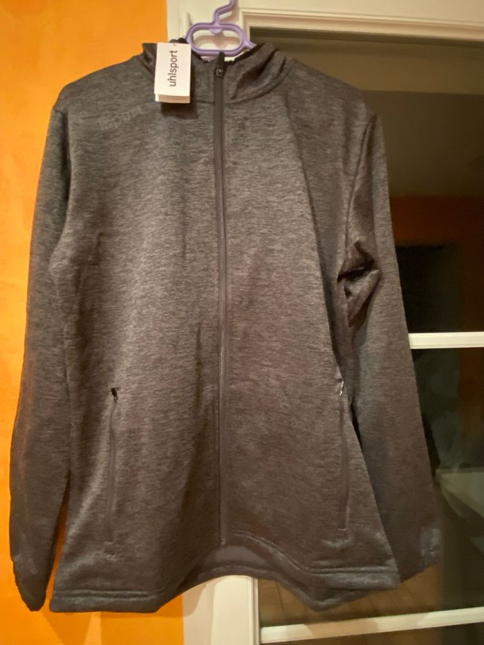 Veste à capuche Uhlsport Essential Fleece Anthracite chiné neuve - photo numéro 6