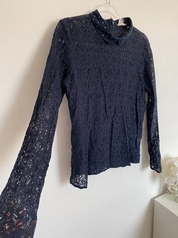 School Rag blouse dentelle bleu marine col Claudine M 38