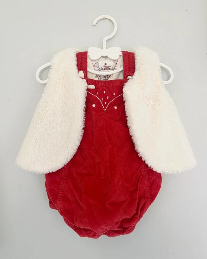 Ensemble barboteuse rouge + veste sans manches assorti 12 mois - Sergent Major