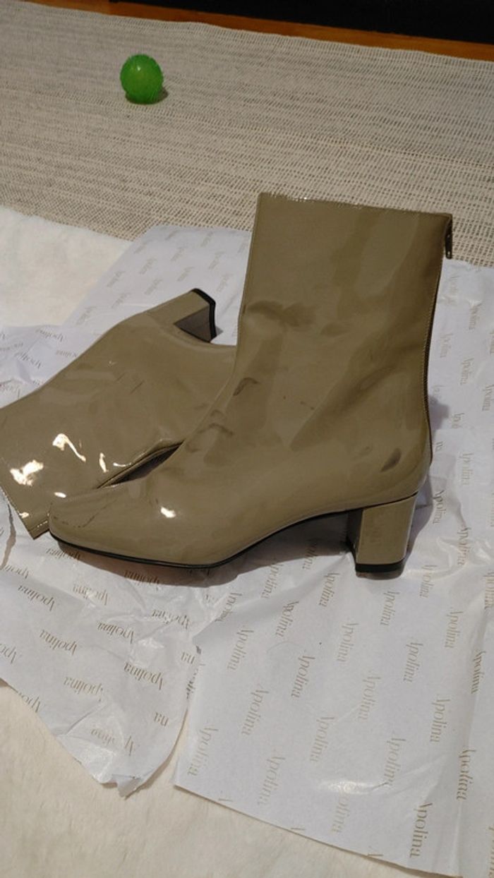 Bottines en cuir 100 % Jonak couleur kaki très bon état - photo numéro 9