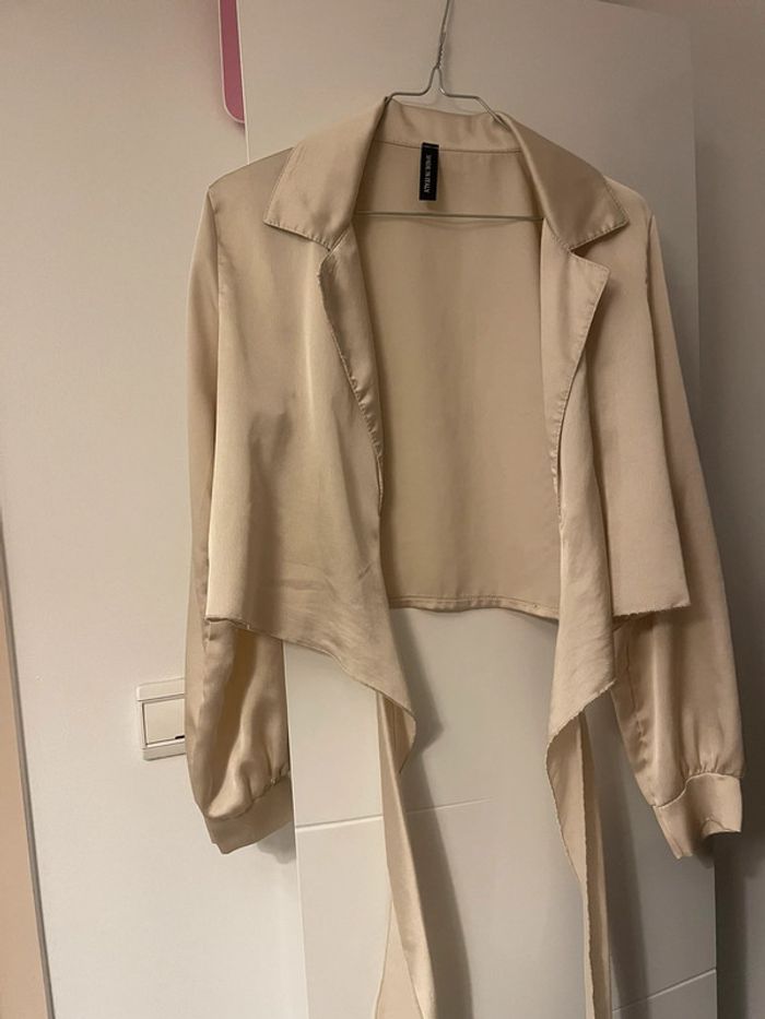 Chemise satin manche longue beige - photo numéro 4