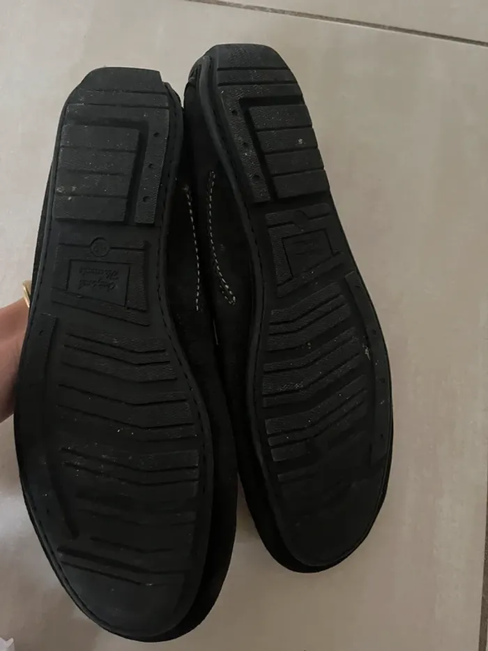 Mocassin en cuir (nubuck) noir grisé pointure 42 - photo numéro 5