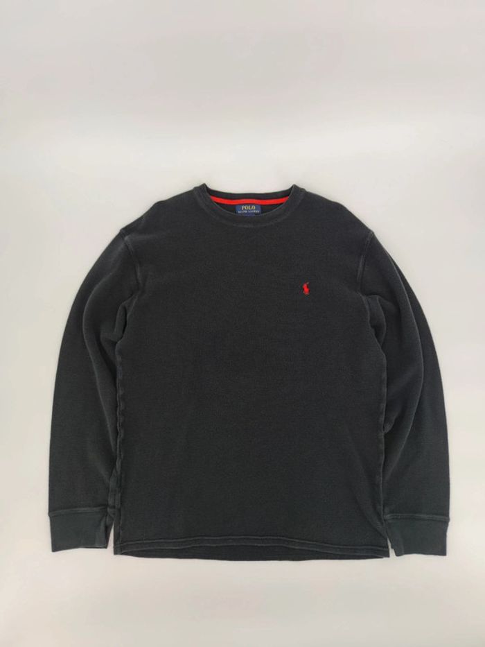 Pull Crewneck Ralph Lauren Nid D'abeilles Noir Logo Brodé Rouge Taille XL Homme - photo numéro 3