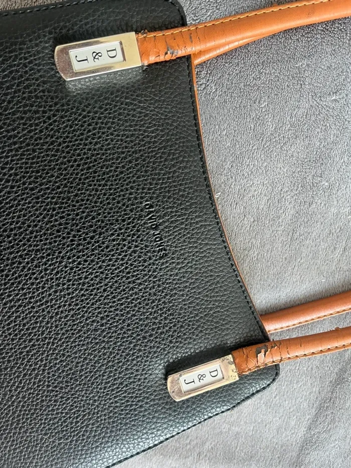 Sac David Jones vintage noir & marron clair – Élégant, rigide & intemporel | Style Y2K chic - photo numéro 3