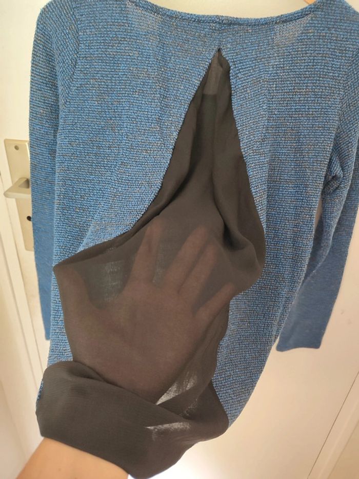 Pull léger bleu et noir en 42 Ligne à suivre - photo numéro 4