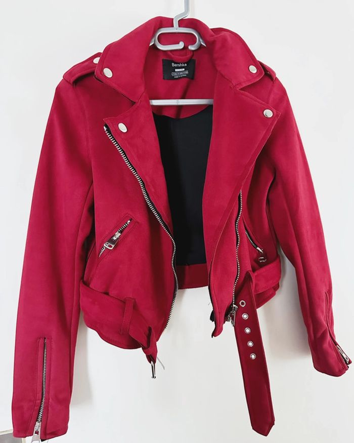 Veste effet daim rouge - Bershka