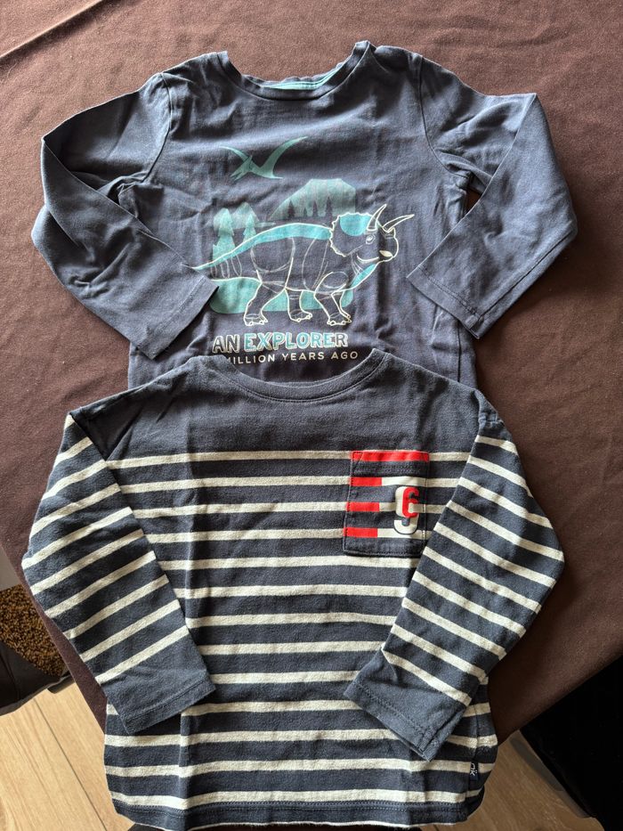 Lot 2 t-shirt 3 ans Dinosaure bleu