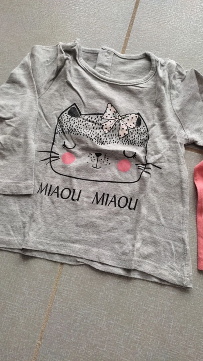 Lot de 2 t-shirts ML bébé rêve T.18 M - photo numéro 2