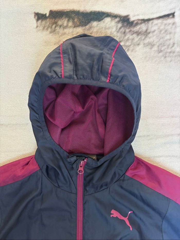 Veste d’extérieur Streetwear Puma unisexe taille S bleu marine et bande rose/violette - photo numéro 4