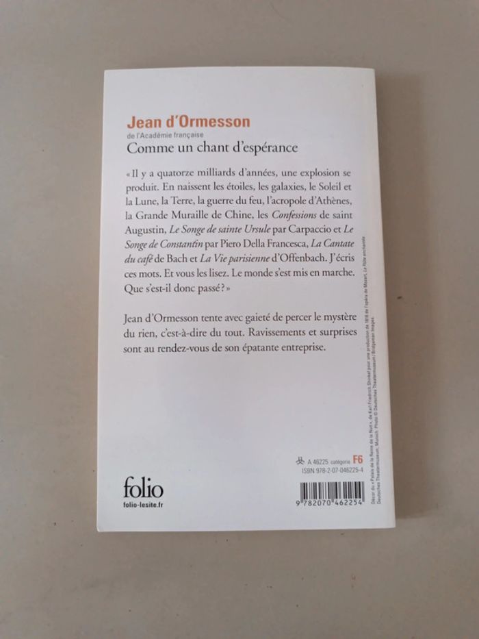 Comme un champ d'espérance Jean d'Ormesson de l'Académie française - photo numéro 2