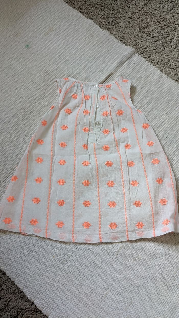Robe blanche à motifs orange fluo 12 mois - photo numéro 2