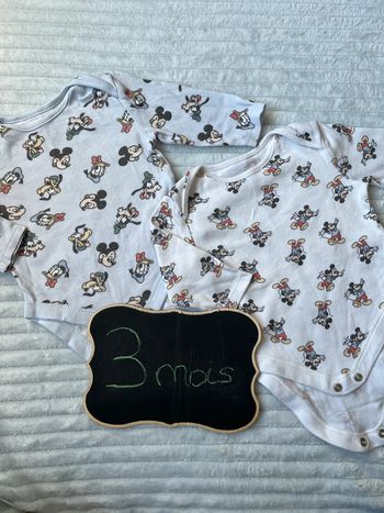Lot de 2 body manches longues Mickey 0-3 mois