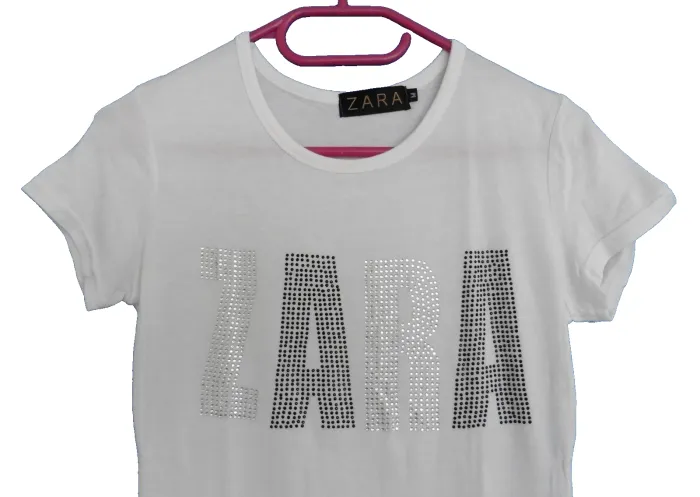 T-shirt blanc a strass. Zara. Taille 38 - photo numéro 2