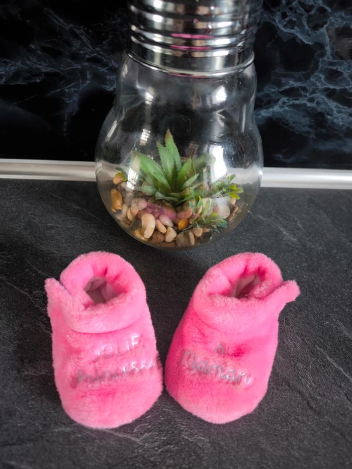 🌻 Jolis petits chaussons rose "Jolie princesse à maman" 🌻