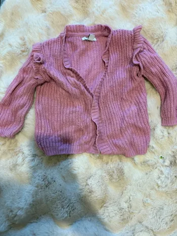 Gilet rose en maille avec volants Primark - 2-3 ans