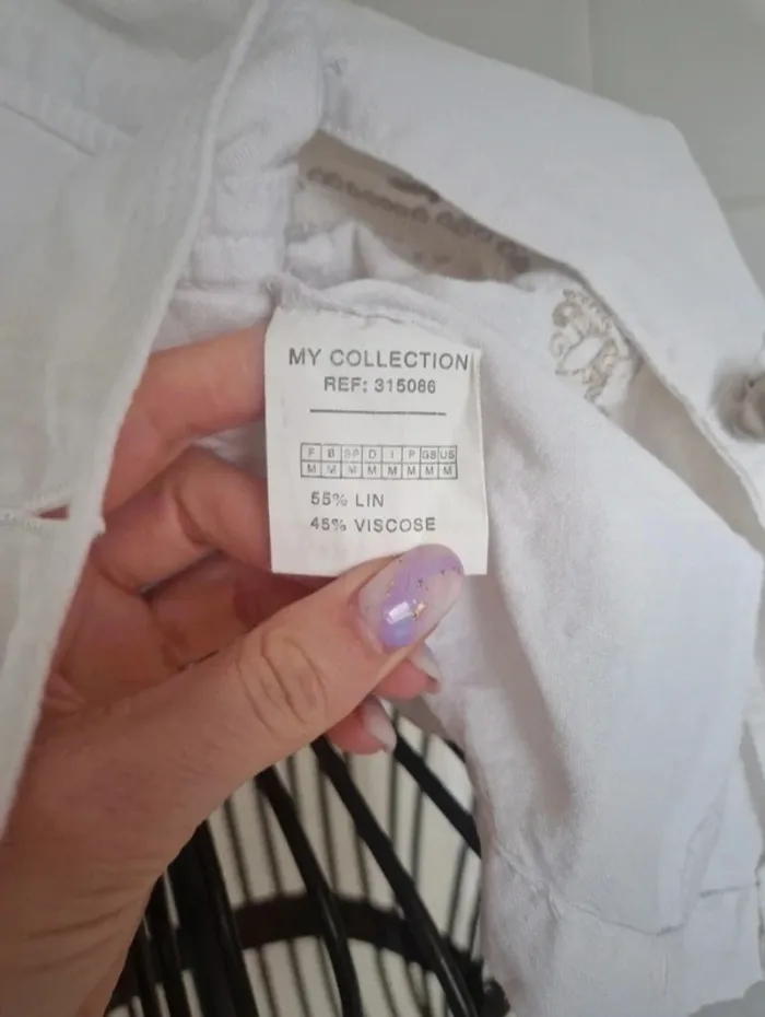 Jolie veste cintré blanche 55% lin femme my collection taille M/38 - photo numéro 8