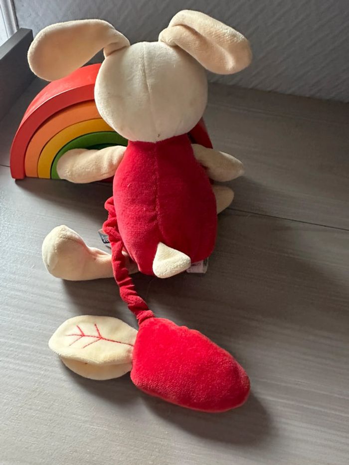 Doudou musical lapin rouge blanc papillon sucre d’orge - photo numéro 4
