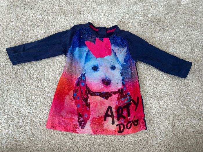 Tee shirt blouse "Arty dog" à manches longues - chipie - 18 mois
