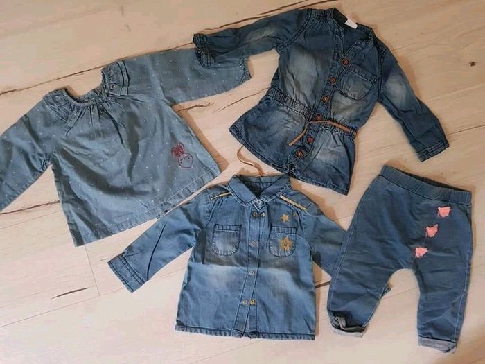 Lot de 4 articles fille 12 mois effet jean 🍒