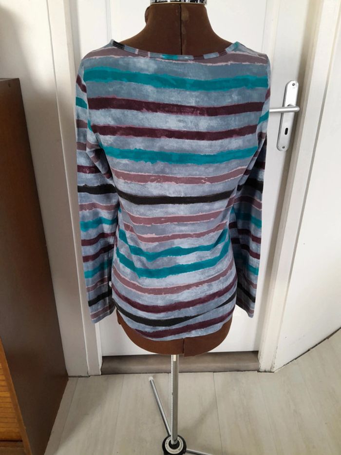 Beau tee shirt long rayé manche longue one step - photo numéro 2