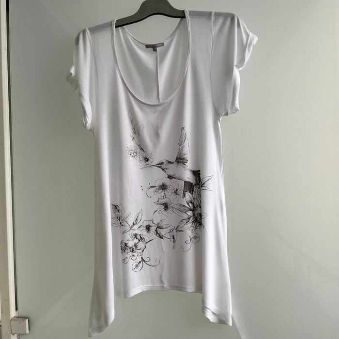 T-shirt blanc imprimé, taille 38, marque Etam - photo numéro 2