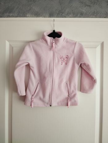 * Gilet polaire rose motif sequin papillon T3A Kokodo