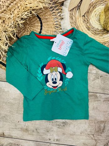 🌵Top manches longues Noël Minnie Disney 12mois Neuf🌵