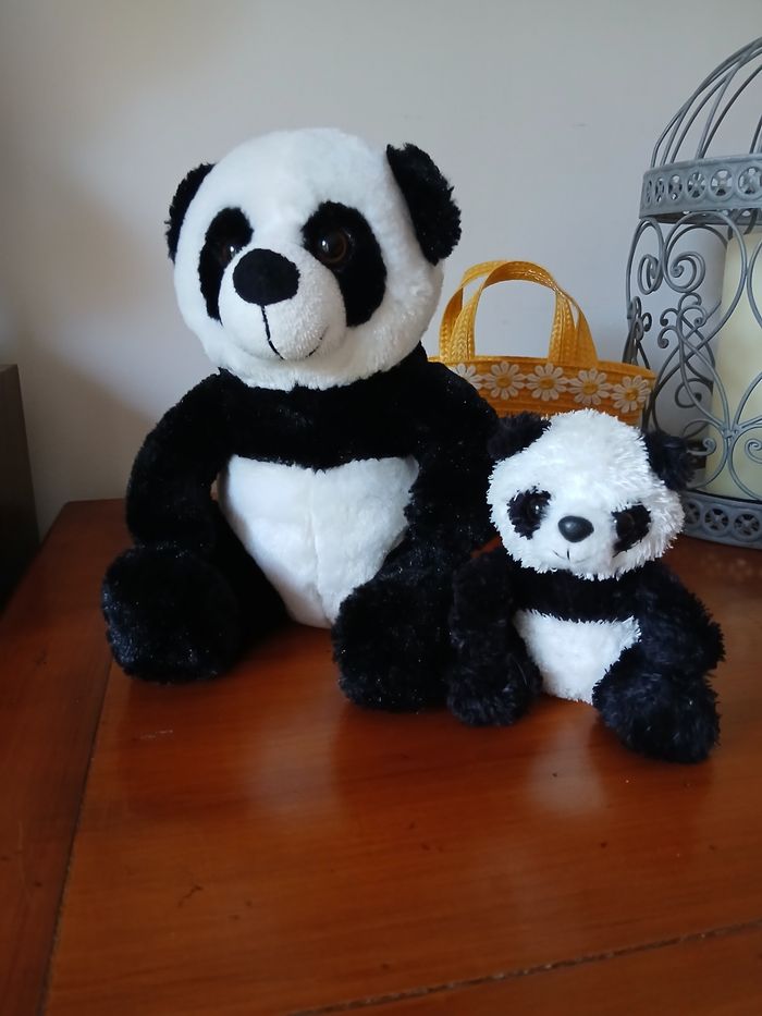 Duo Doudous-Peluches Panda *20 & 10 cm