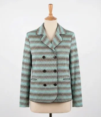 Veste blazer graphique turquoise/marron - J.J. Garella Taille 38