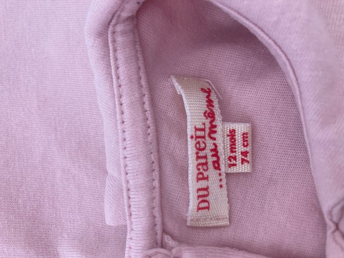 Tee-shirt col Claudine manche brodée chats fille 12 mois - photo numéro 5