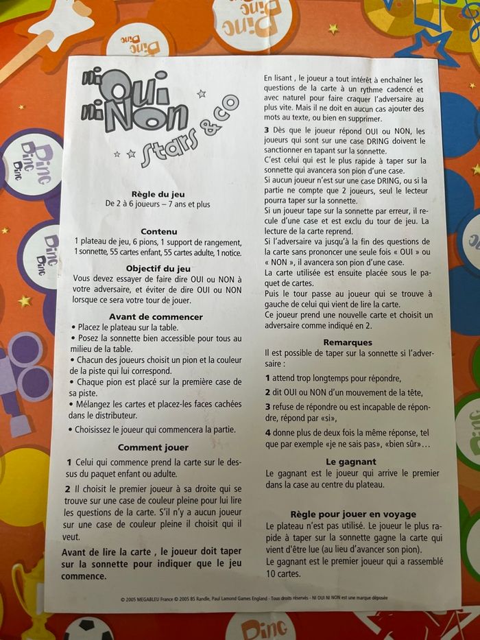Jeu Ni oui Ni non Stars & Co Megableu 7 ans - photo numéro 5