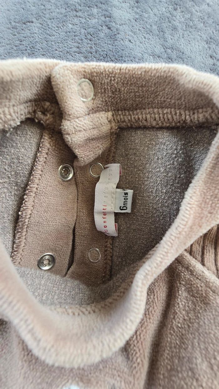 Pyjama effet velours marron 6 mois - photo numéro 5