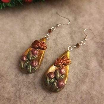 Boucles d'oreilles pendante avec pâte polymere multicolore