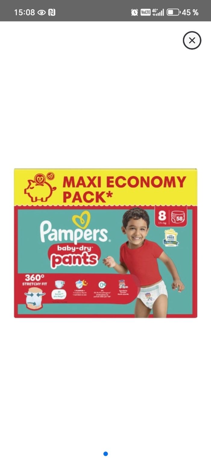 Pampers baby die paint taille 8 de carton
