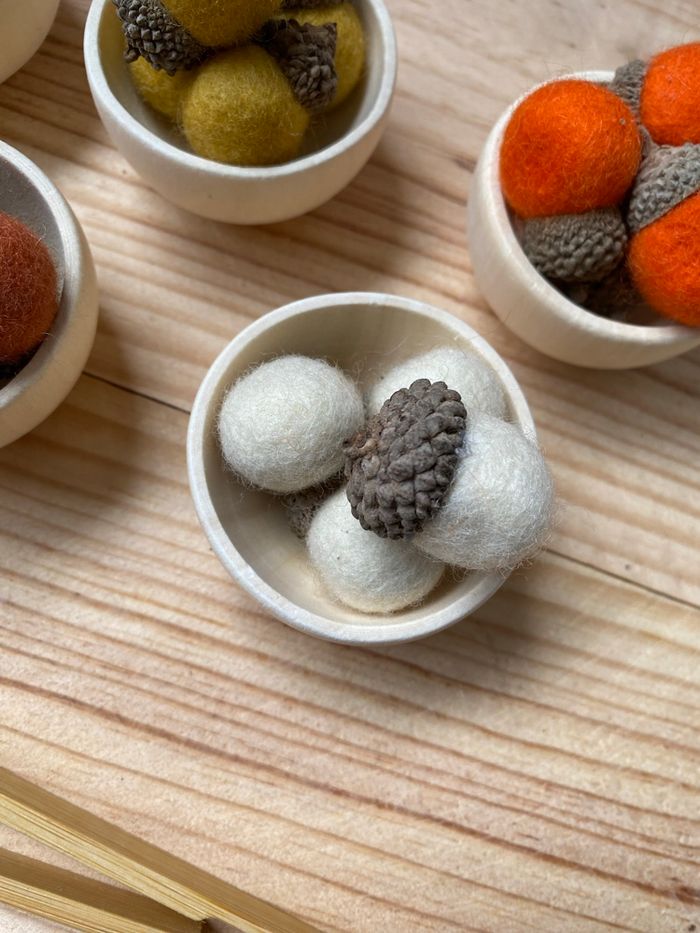 🌰 Jeu de tri couleur et sensoriel – Noisettes en feutrine méthode Montessori - photo numéro 2