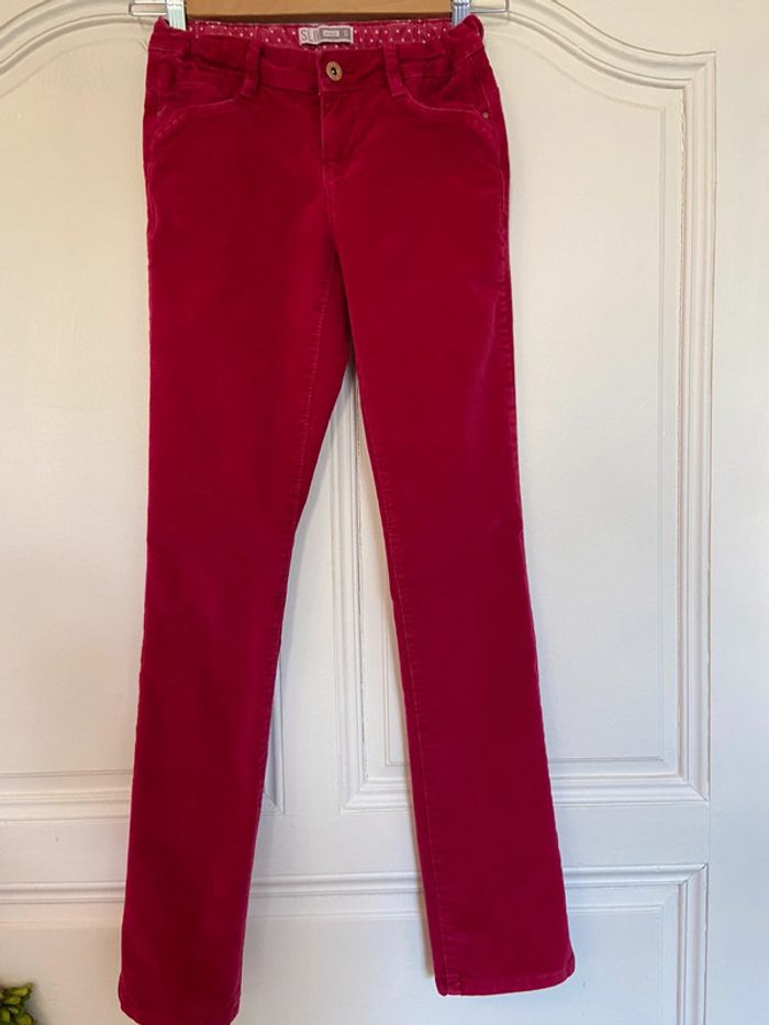 Slim en velours fuschia Okaïdi 12 ans