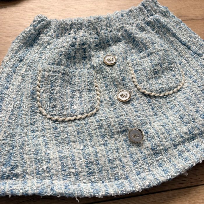 Ensemble jupe + béret tweed bleu SHEIN 18-24 mois – neuf sans étiquette - photo numéro 2