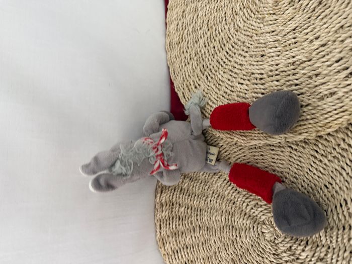 Doudou ane gris rouge aux longues pattes LES PETITES MARIE - photo numéro 3