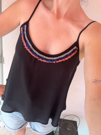 Top bretelles perles