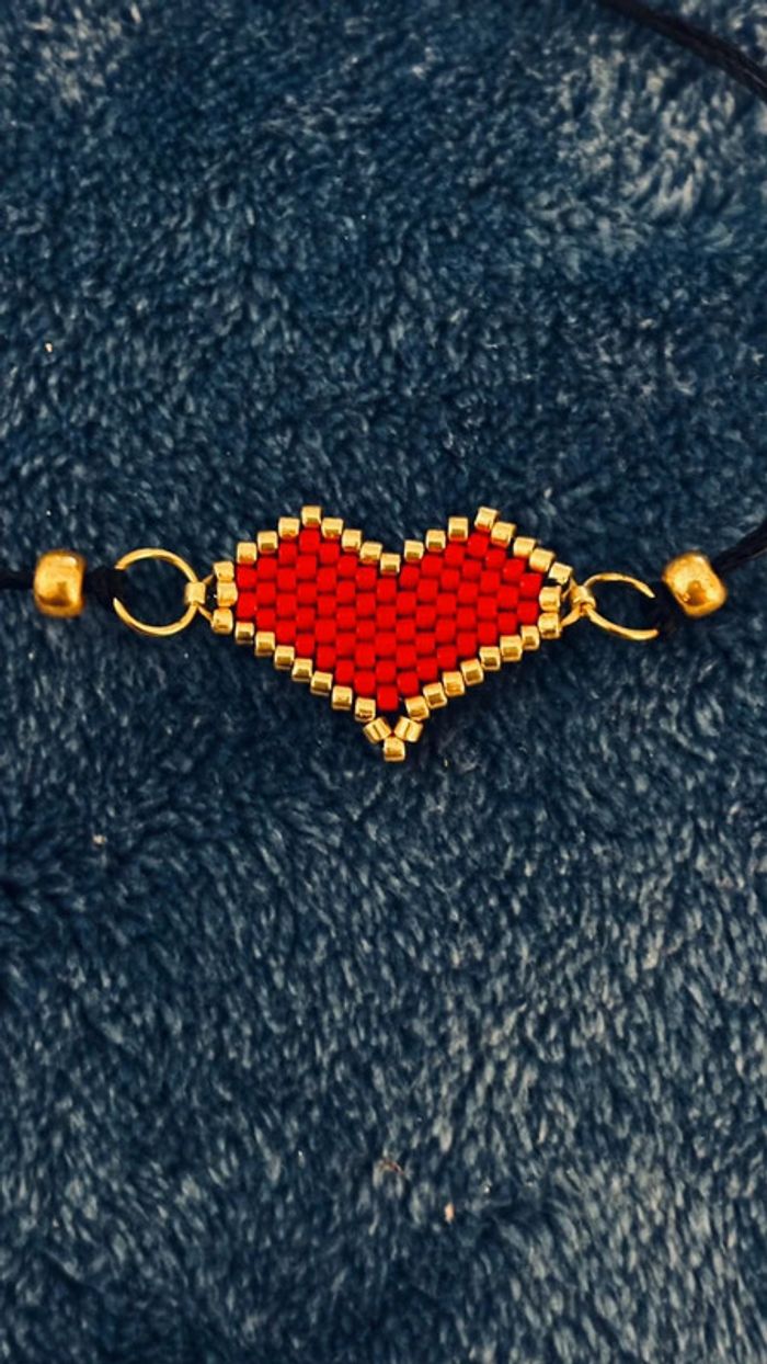 Bracelet coeur tissé taille réglable - photo numéro 2