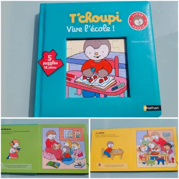 Livre Puzzle T'choupi, Vive l'école !
