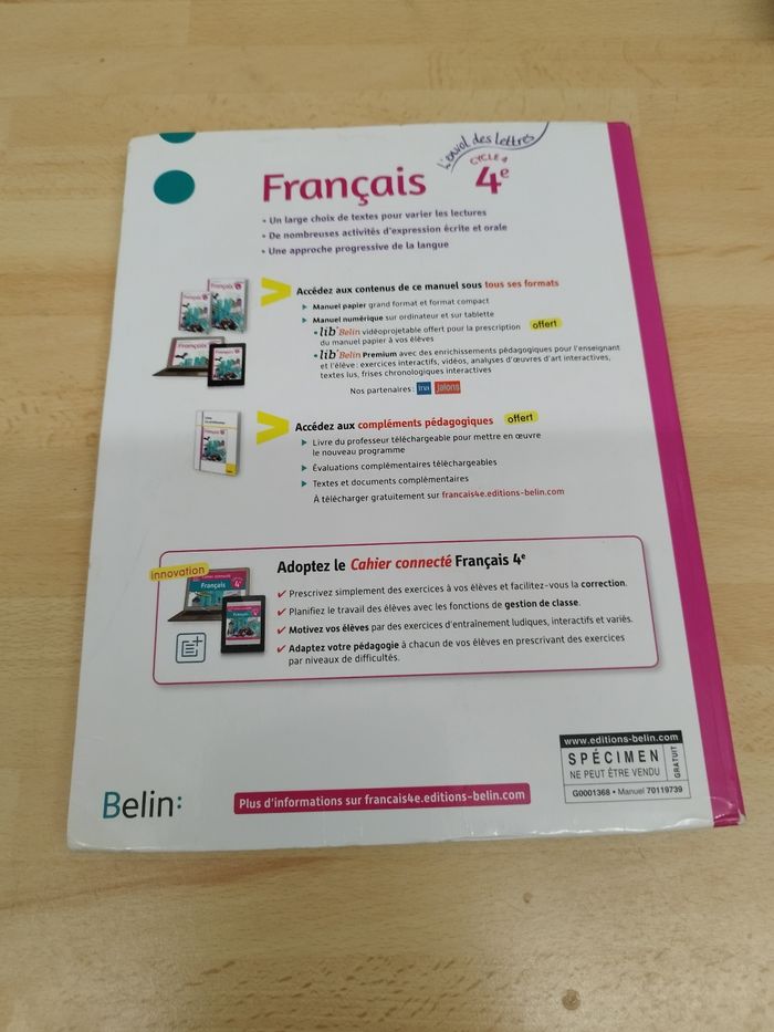 Manuel scolaire de français 4eme - photo numéro 2