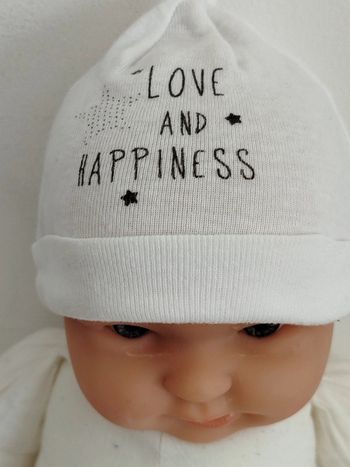 Bonnet blanc imprimé taille naissance