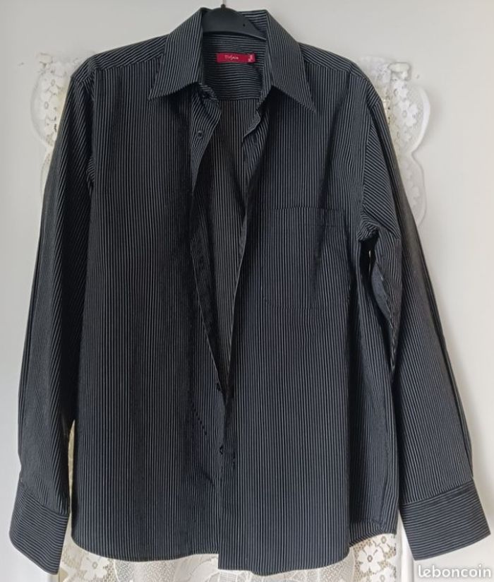 Chemise à rayures, rayée, noir et blanc