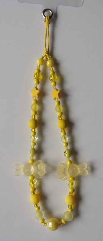 Cordon bracelet déco pour portable lapin givré jaune
